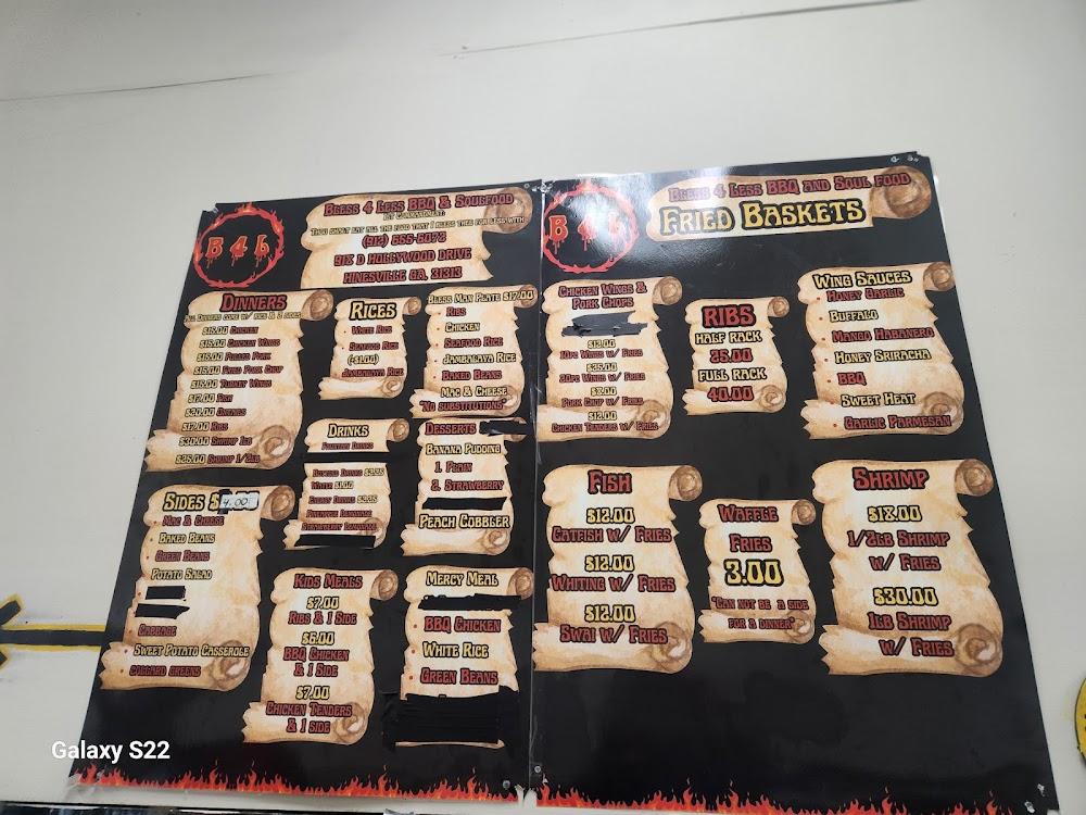 BLESS 4 LESS BBQ AND SEAFOOD - Hinesville Ga. Menu image 2