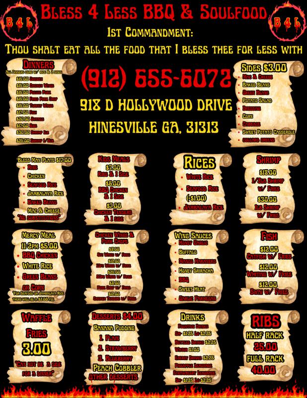 BLESS 4 LESS BBQ AND SEAFOOD - Hinesville Ga. Menu image 4